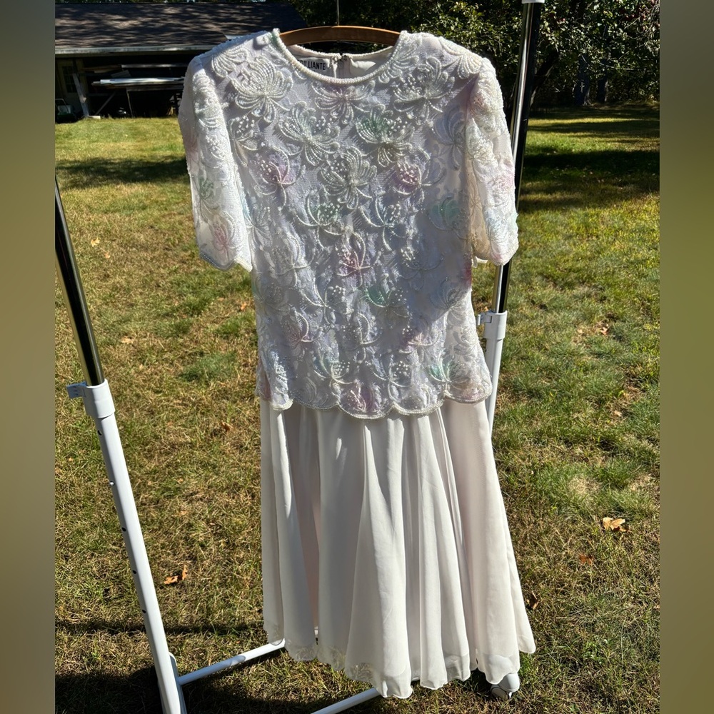 Vintage Brilliante by J.A Beaded Iridescent Formal Dress Medium